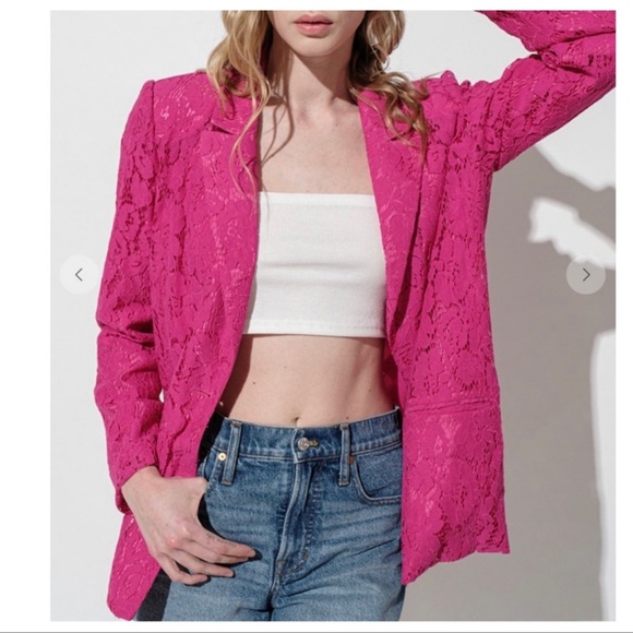 Love This Lace Open Blazer Jacket Fully Lined and shoulder pads - Picture 2 of 4